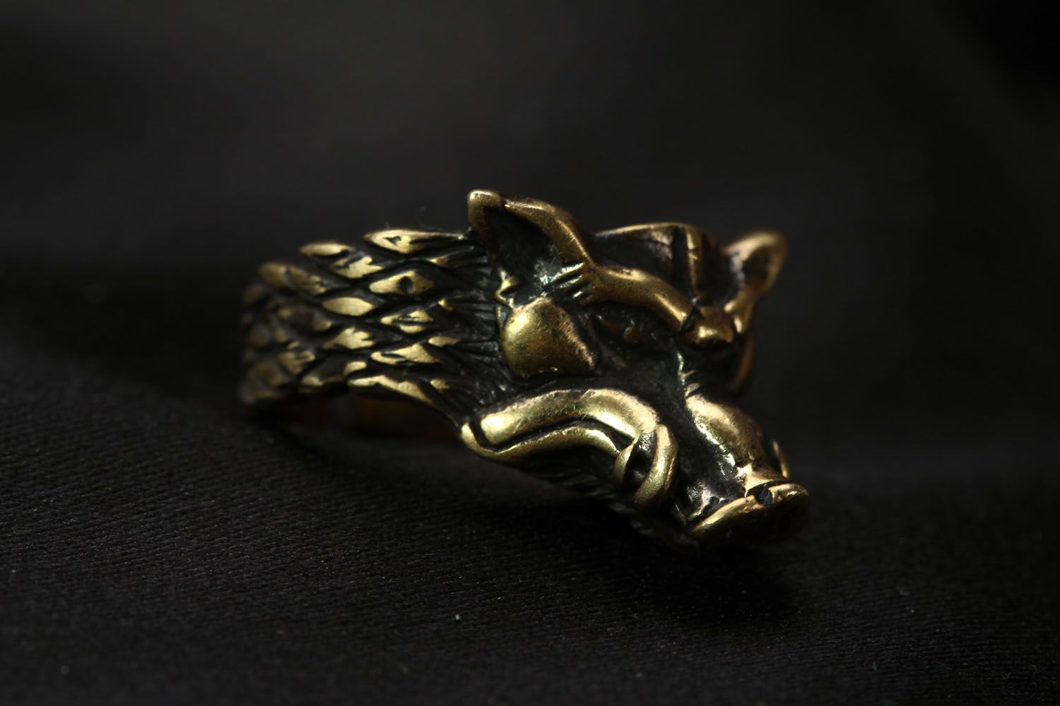Перстень из бронзы Кабан  фото 4