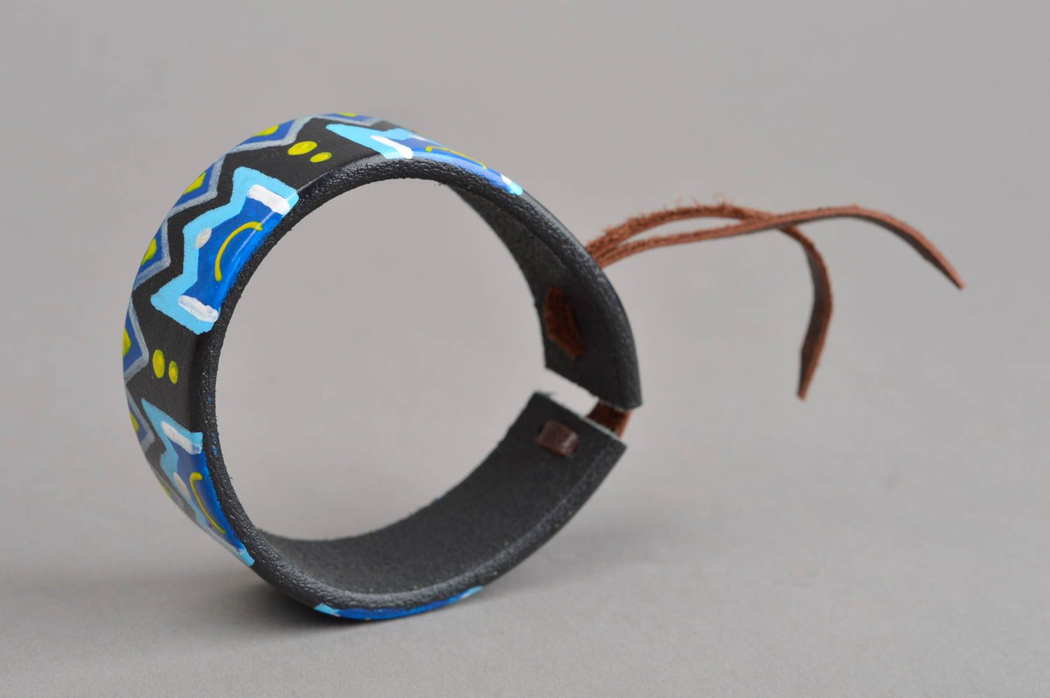 Bracelet cuir naturel Bijou fait main peint de couleurs Accessoire femme photo 3