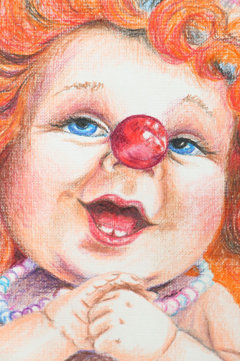 Картина цветными карандашами Кукла-клоун  фото 2