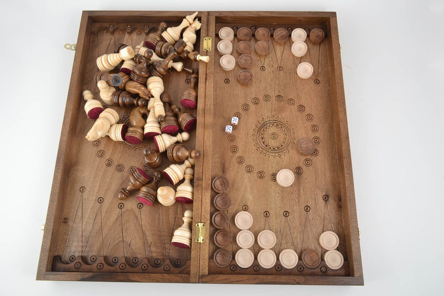 Échecs Jeux de dames Backgammon fait main Jeux de table bois cadeau enfant homme photo 4