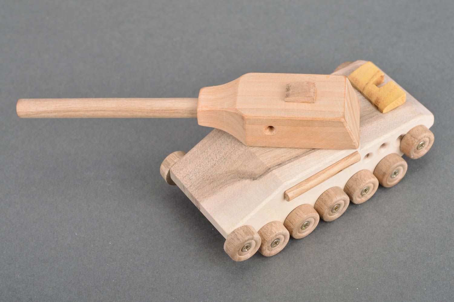 Unusual handmade designer children's wooden toy tank for children and collection photo 5