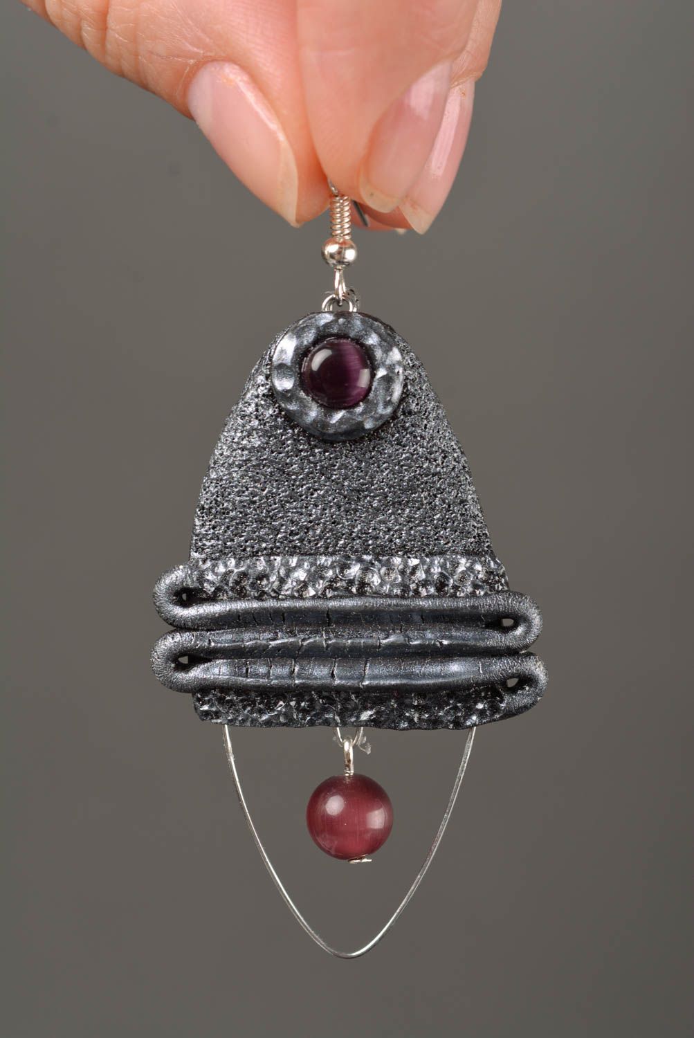 Handmade Ohrringe aus Polymerton mit echtem Stein schön mit Anhängern für Frauen foto 2