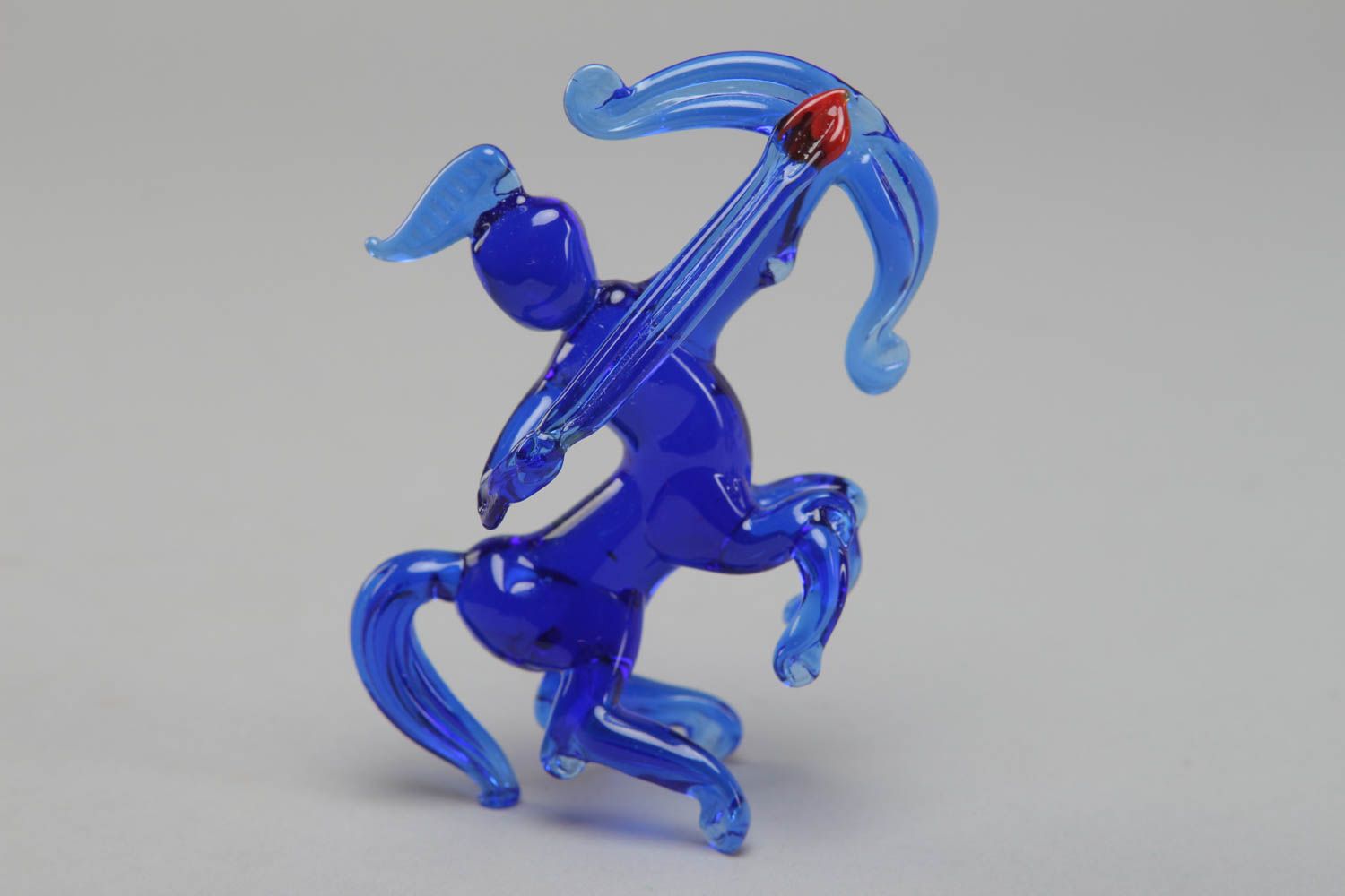 Petite figurine en verre au chalumeau Sagittaire décorative bleue faite main photo 1