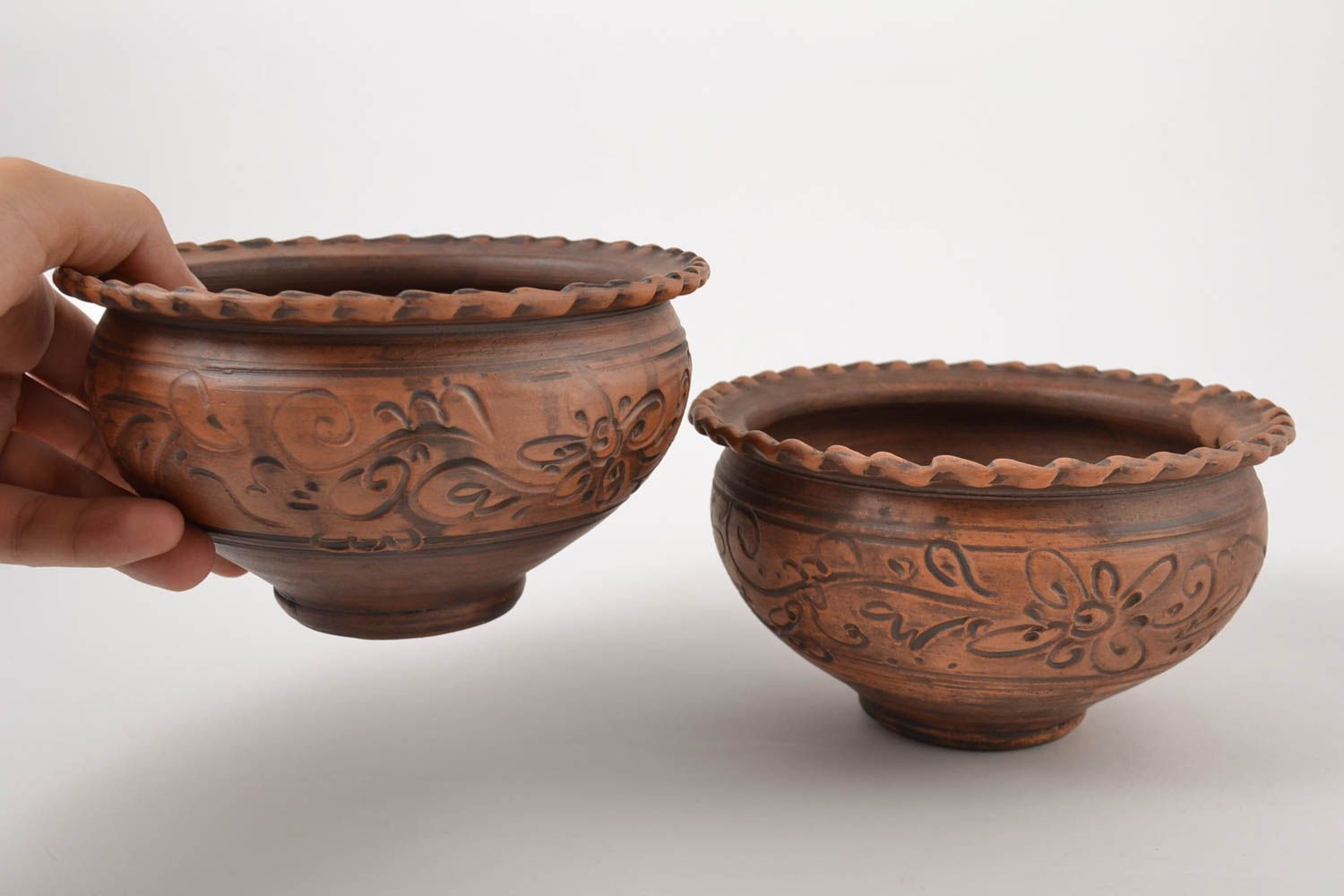 Set of 2 handmade ceramic bowls decoration for home handmade tableware  photo 3