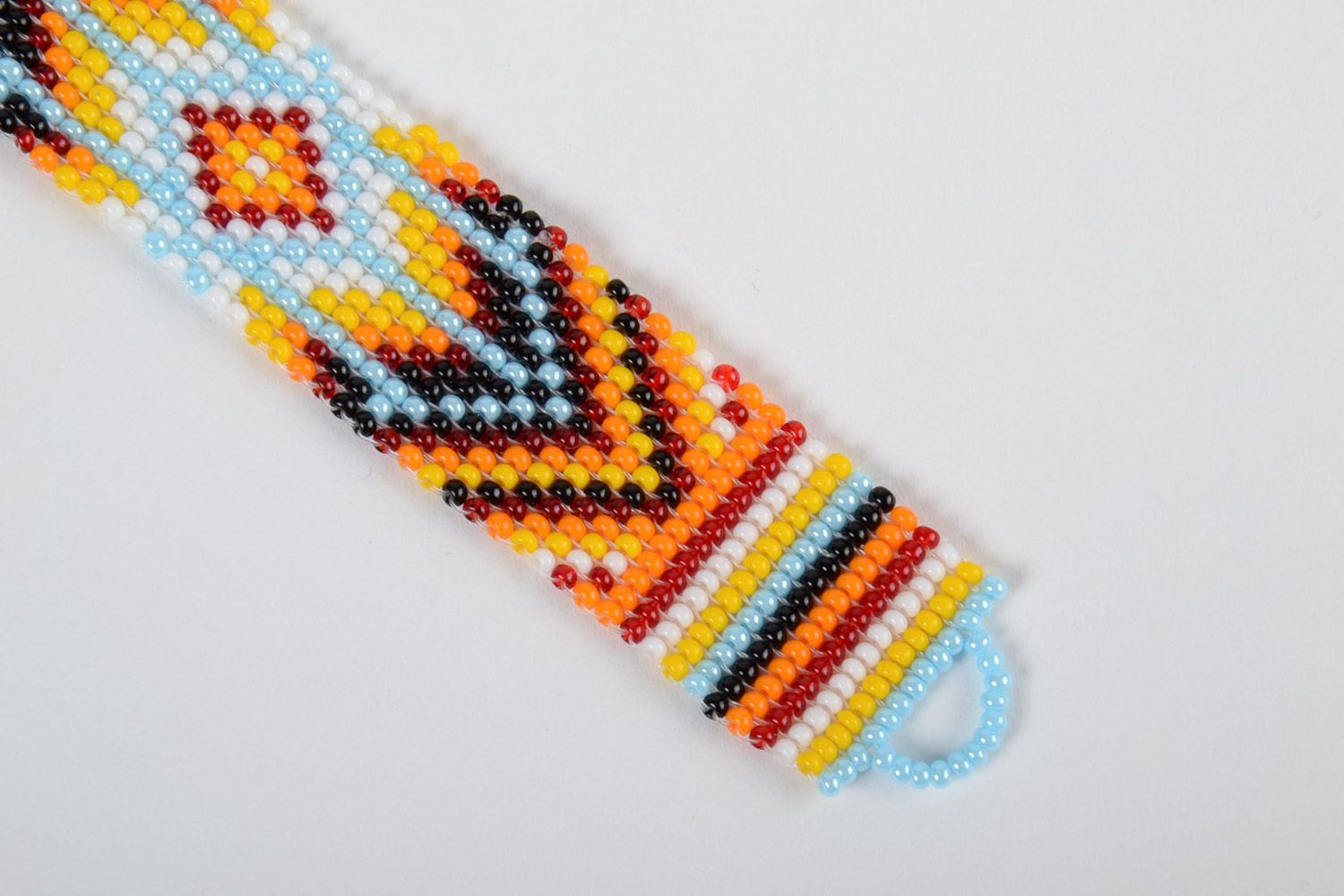 Bright festive handmade wide bracelet woven of Czech beads photo 4