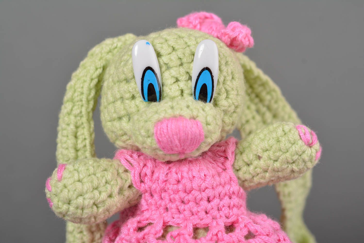 Poupée lapin Jouet tricoté au crochet fait main en fils de coton Cadeau enfant photo 2