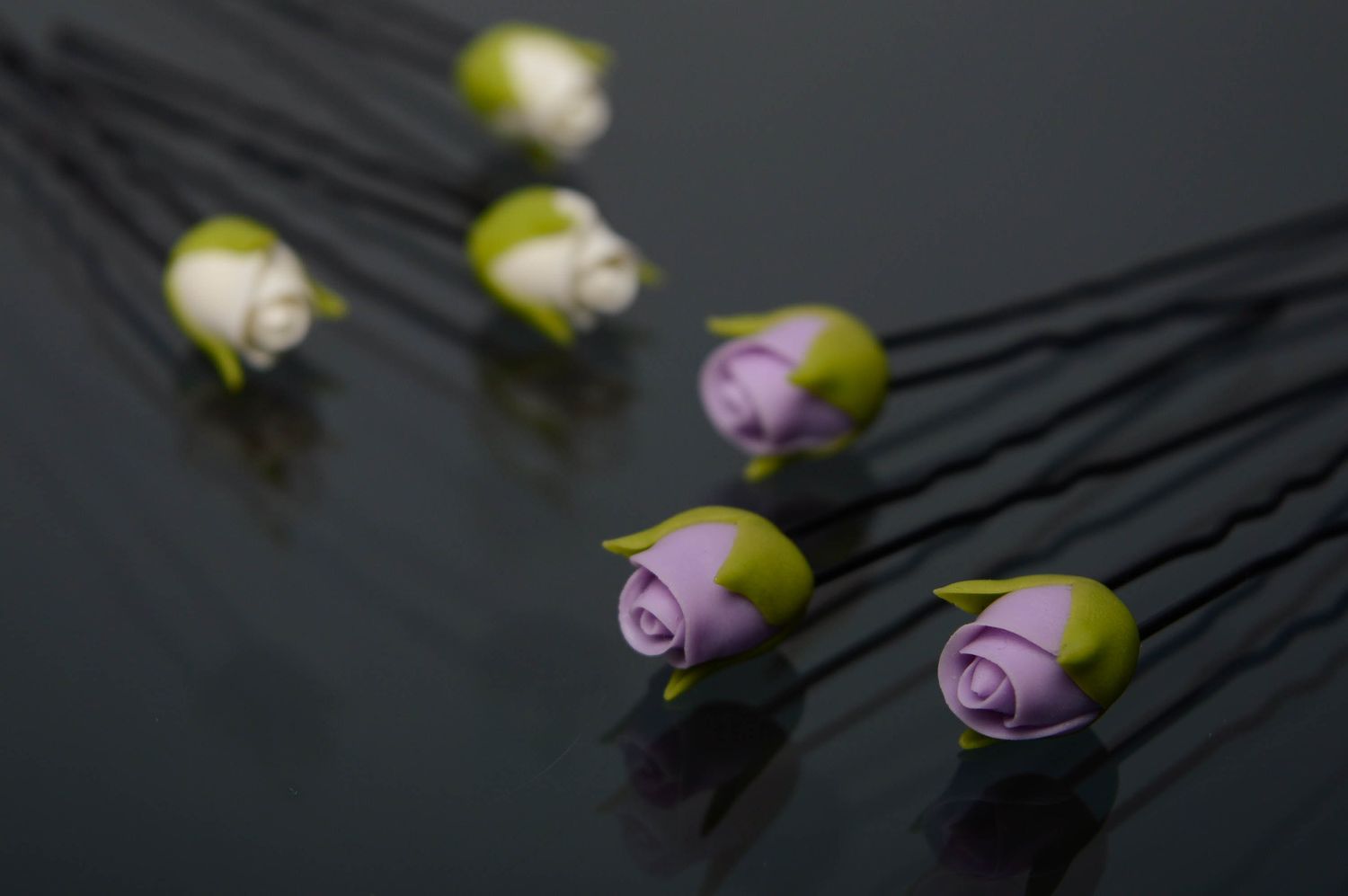Lilac flower hairpins photo 4