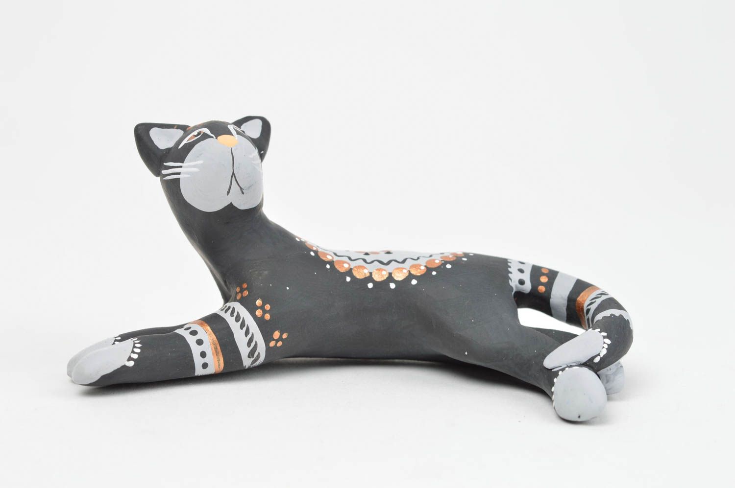 Keramische Statuette Katze Souvenir bemalt handgeschaffen lustig interessant  foto 2
