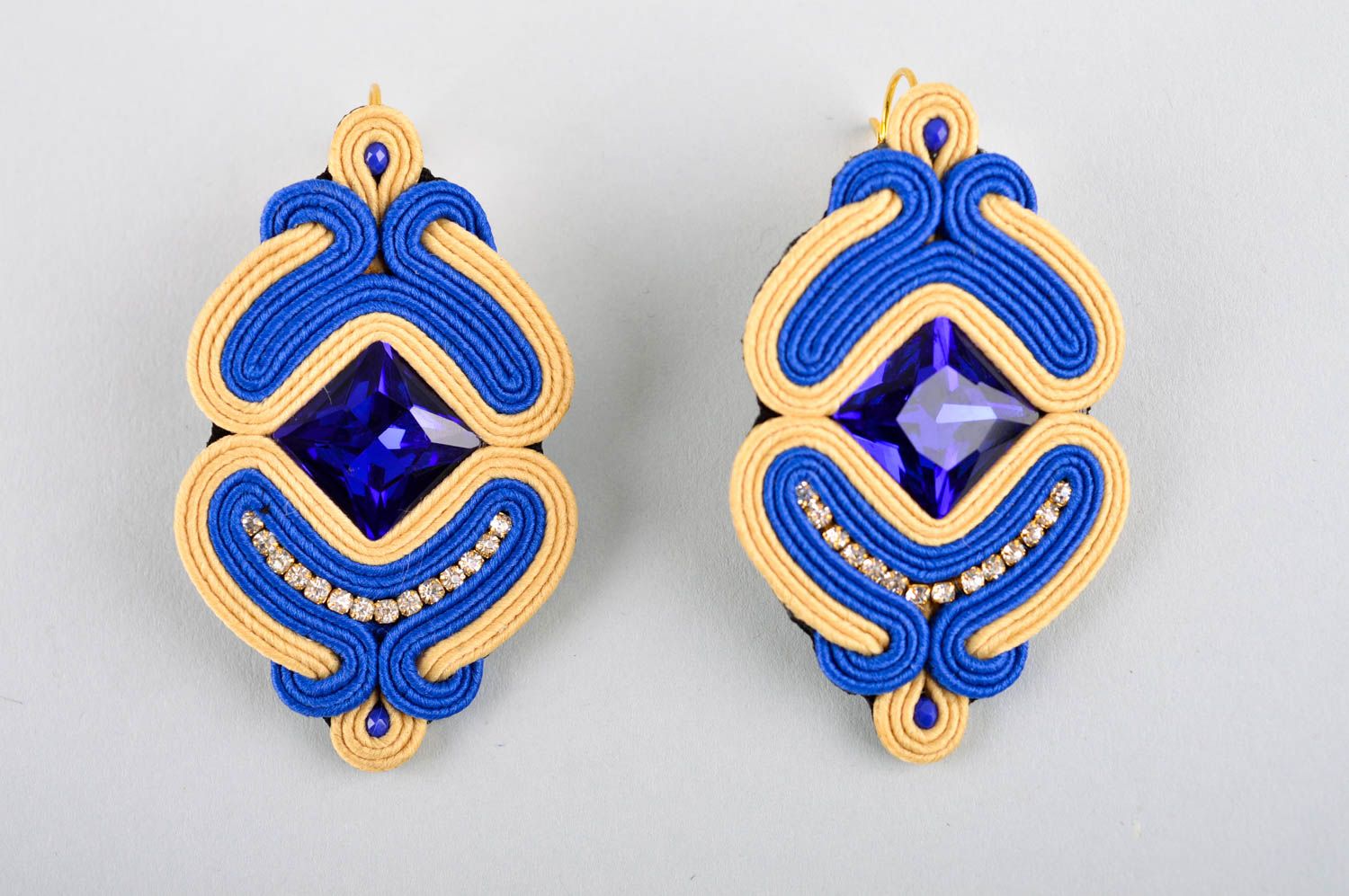 Soutache Ohrringe handmade blaue Ohrringe Ohhänger Accessoires für Frauen foto 3
