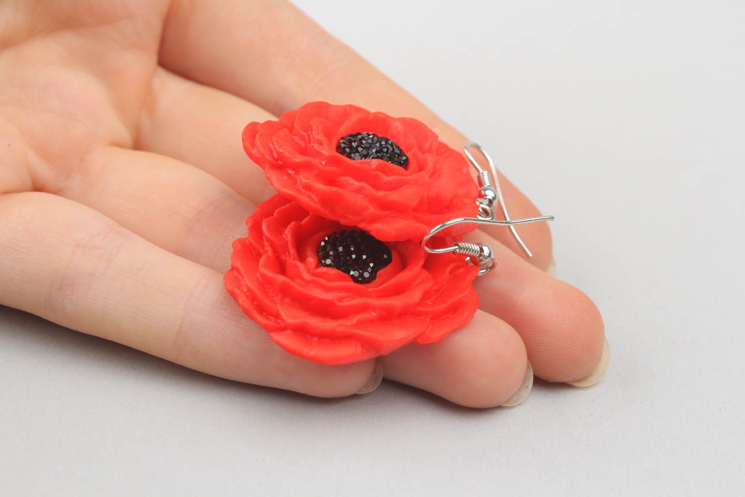 Polymer clay earrings Poppies photo 5