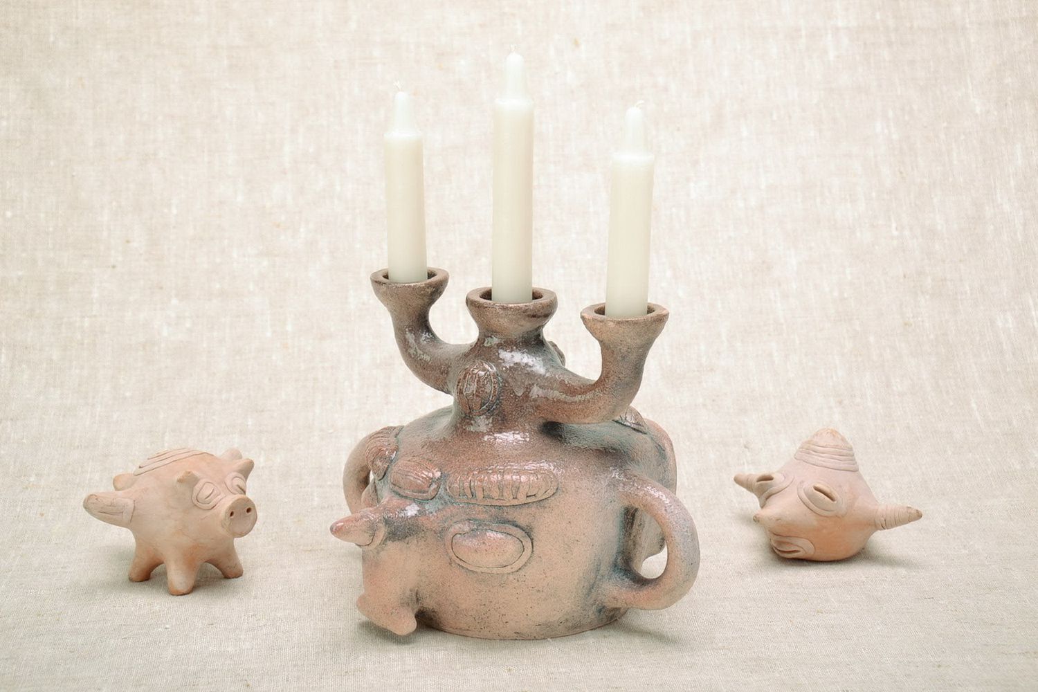 Ceramic candlestick for three candles photo 4