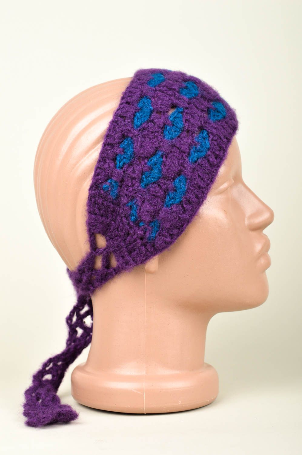 Повязка на голову ручной работы повязка для девочки фиолетовая детская повязка фото 2