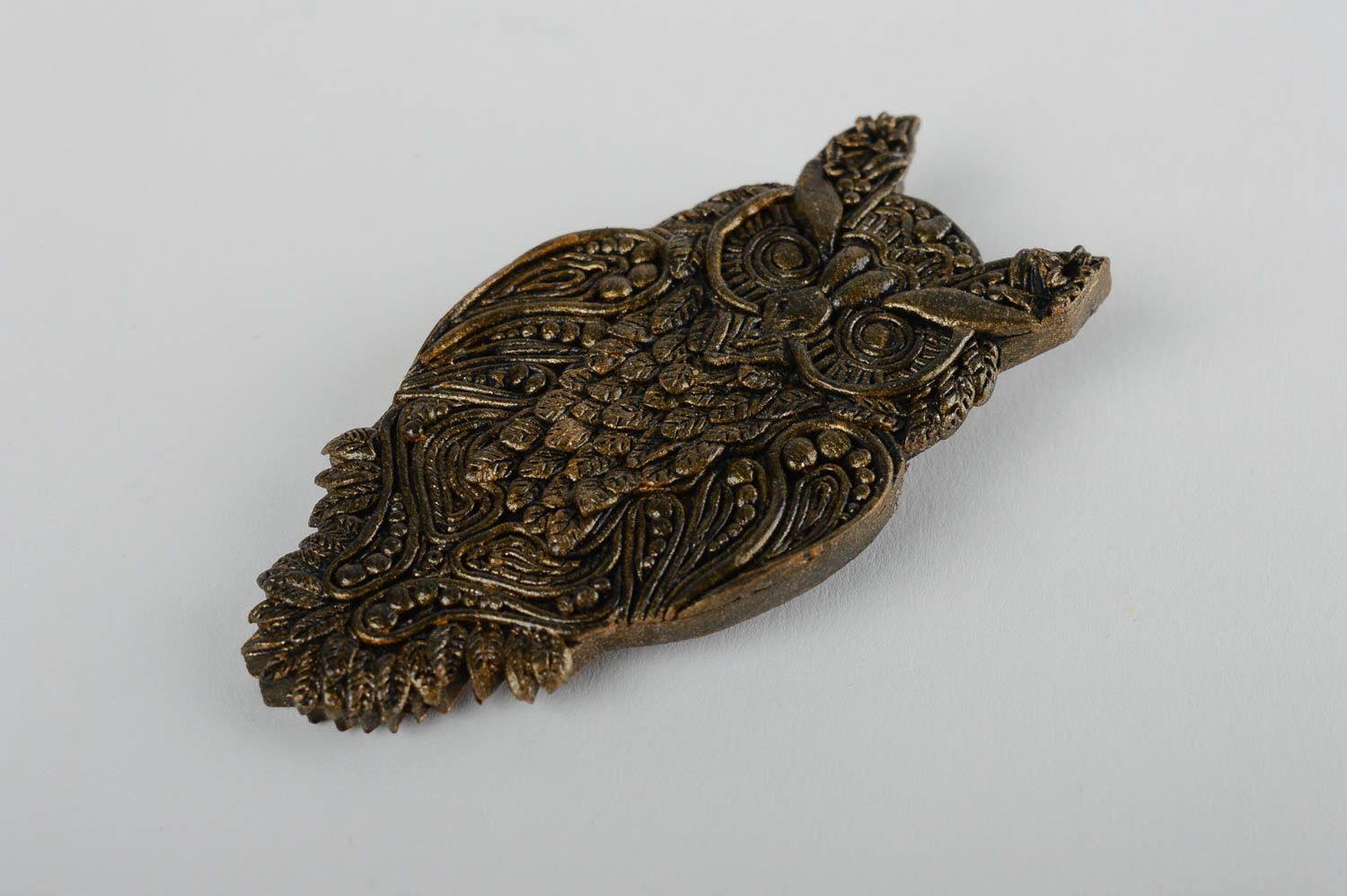 Handmade designer brooch stylish elegant jewelry brooch in shape of owl photo 4