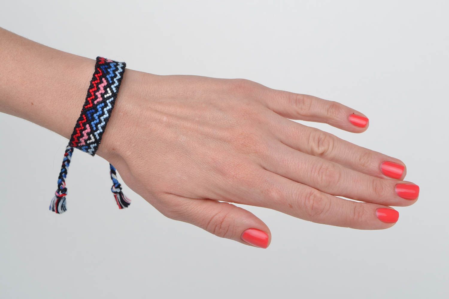 Bracelet tressé en fils moulinés macramé unisexe multicolore à motif fait main photo 2