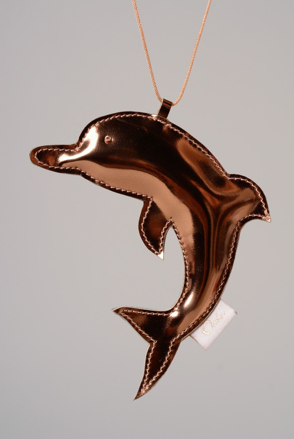 Homemade genuine leather keychain Dolphin photo 1