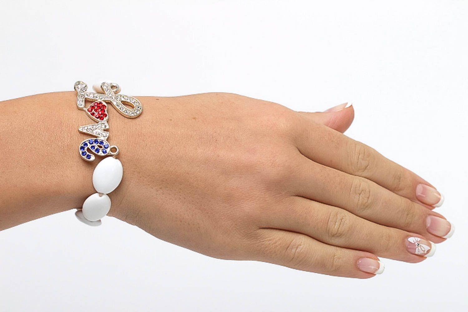 Bracelet en agate compressée Bijou fait main blanc romantique Cadeau femme photo 5