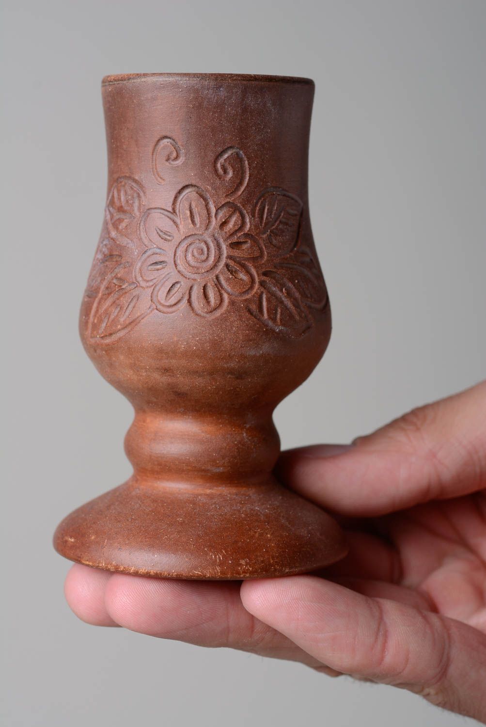 70 oz ceramic handmade terracotta wine pitcher with 6 wine goblets 3,8 lb photo 5
