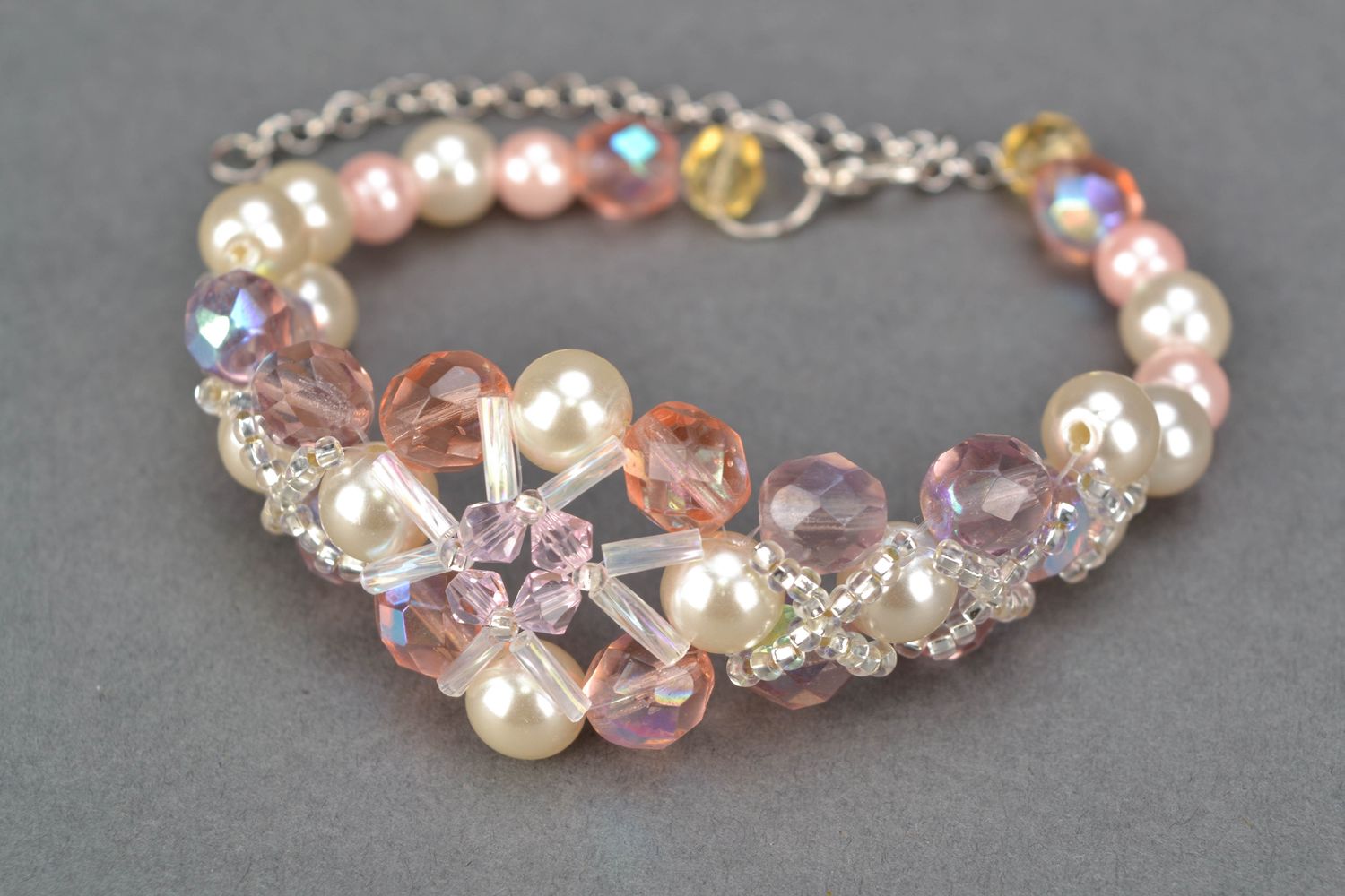 Elegant transparent beads chain bracelet for girls photo 3