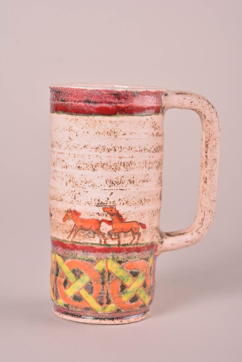 Tasse en céramique fait main Mug original à thé chevaux Vaisselle design photo 1