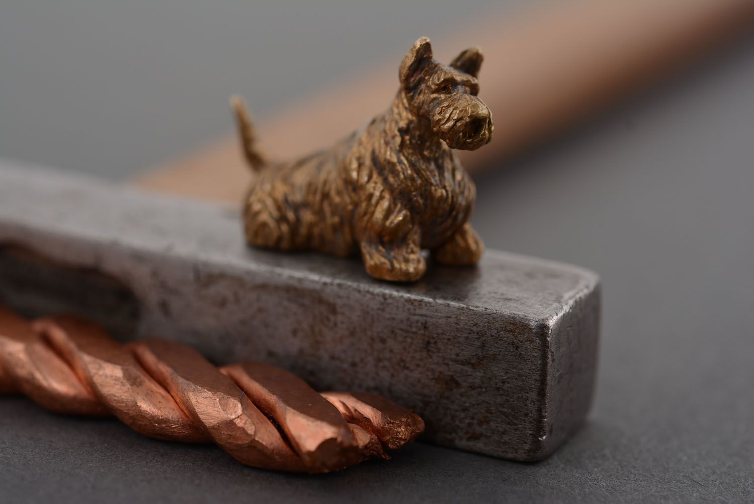 Statuette décorative en bronze originale figurine design Terrier écossais photo 1