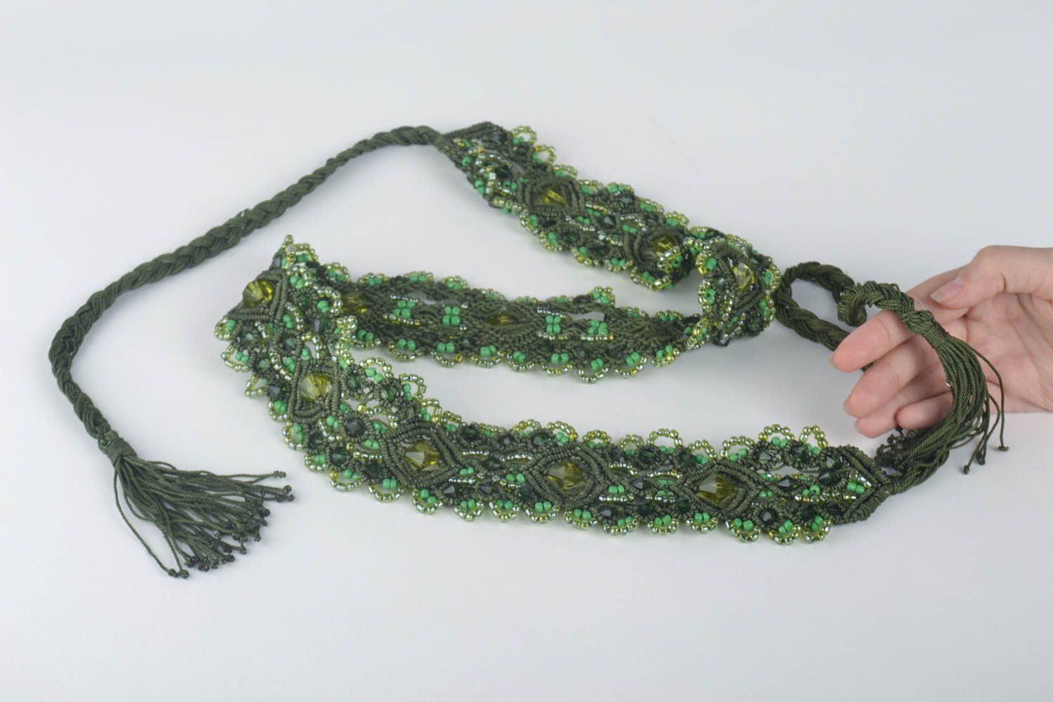 Handmade geflochtener Gürtel grün Accessoires für Frauen Damen Gürtel  foto 5