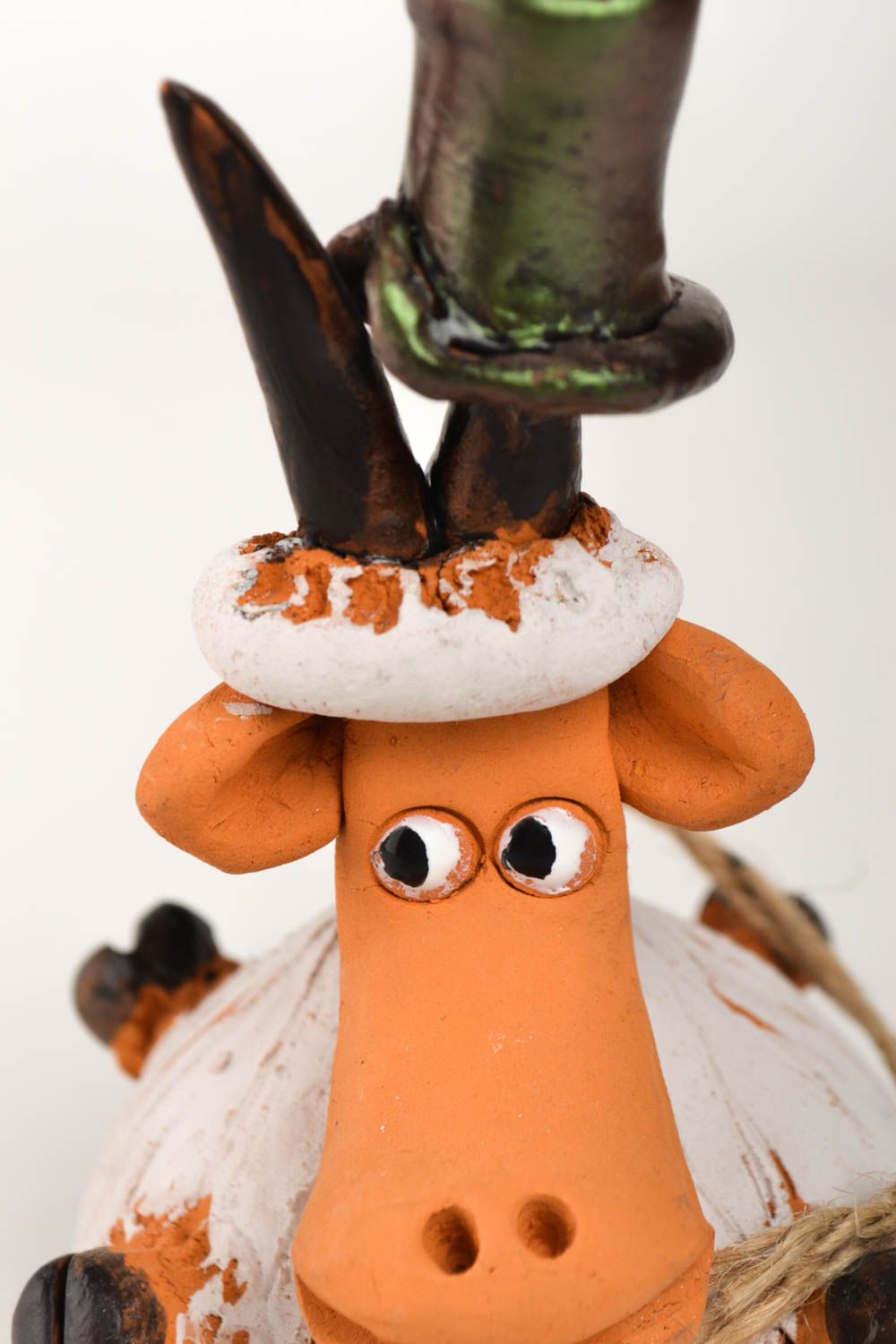 Deko Glocken handgeschaffen Figur aus Ton originell Tier Figur Keramik Deko foto 2