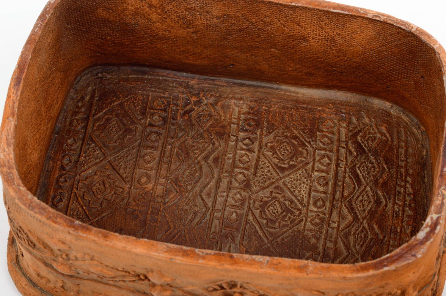 Boîte décorative en argile faite main originale avec ornement et couvercle photo 4