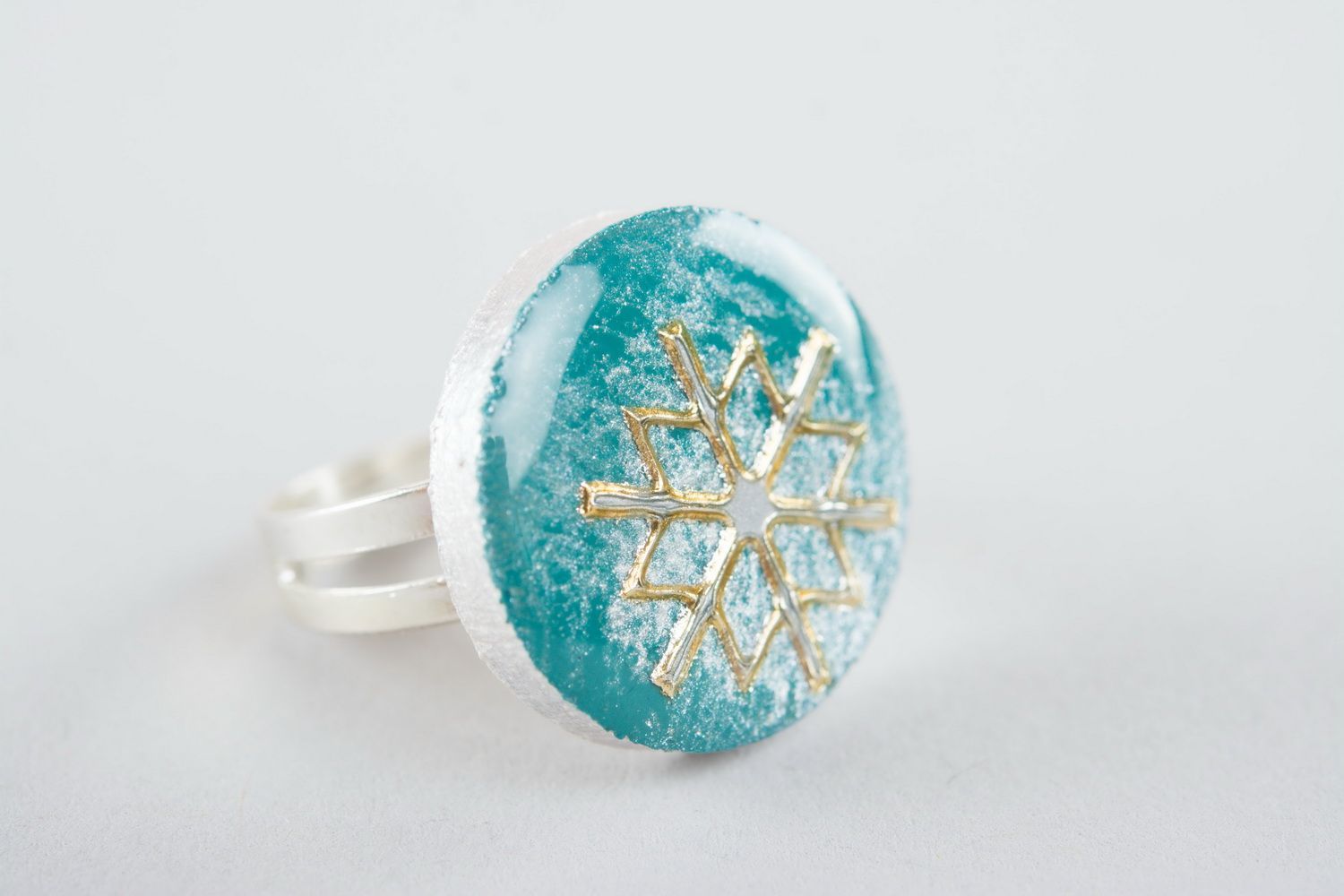 Ring with epoxy resin Winter photo 2