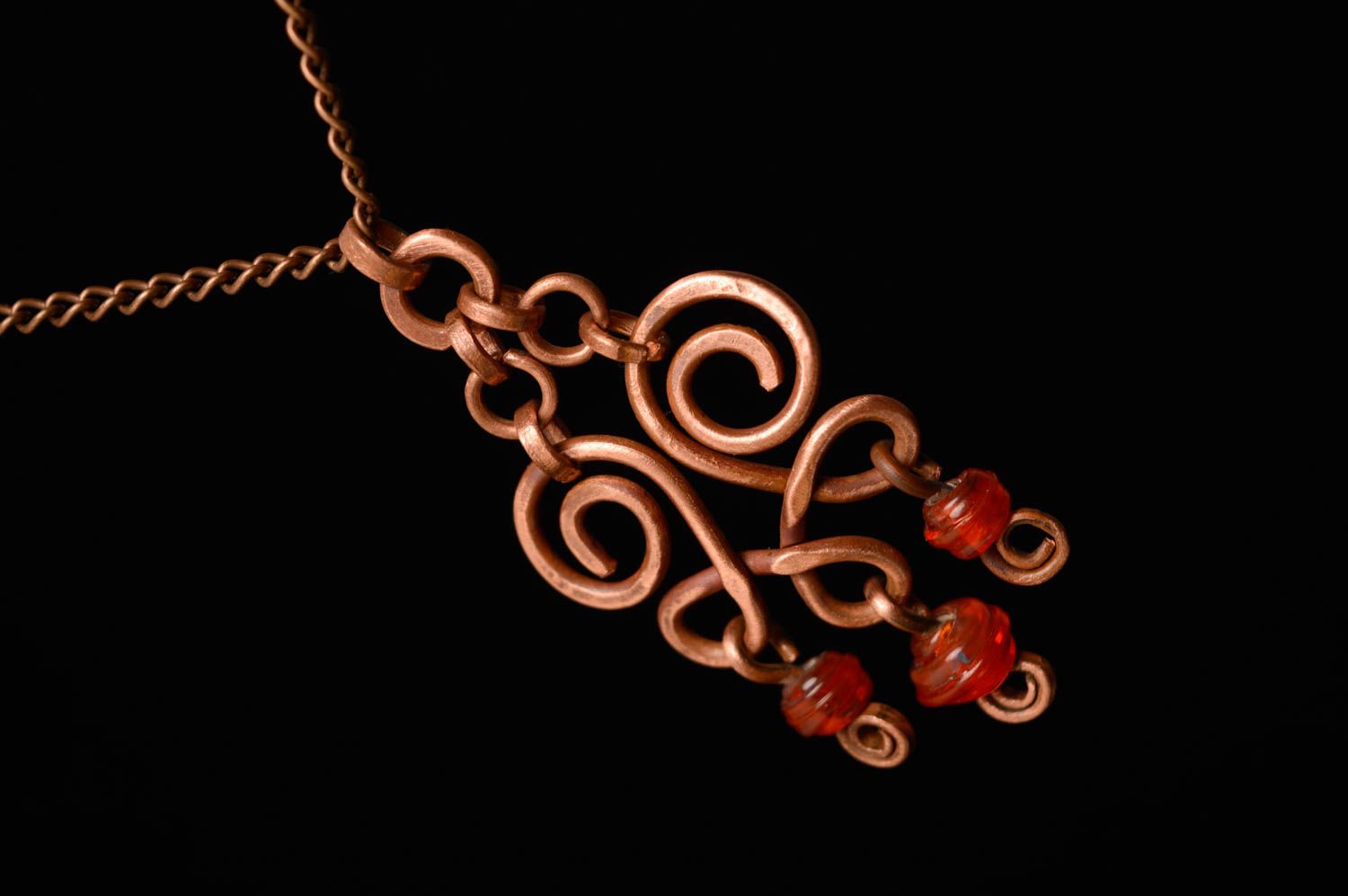 Handmade copper and lampwork glass pendant photo 5