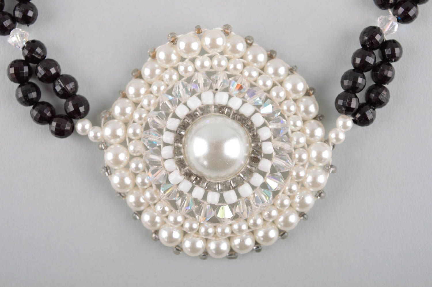 Collar hecho a mano de perlas color negro regalo original collar de moda foto 3