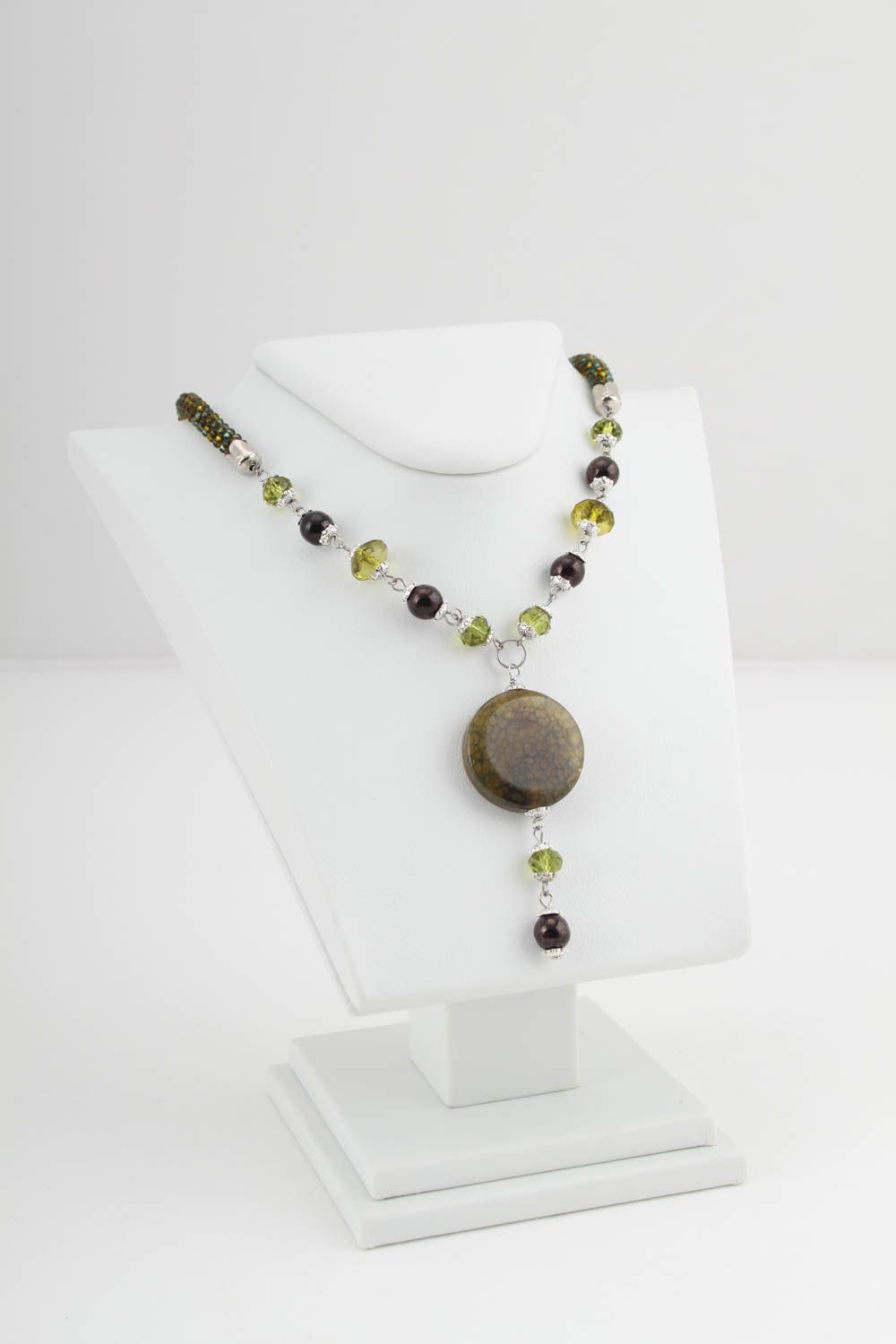 Handmade beaded necklace handmade necklace with natural stones fashion jewelry photo 1