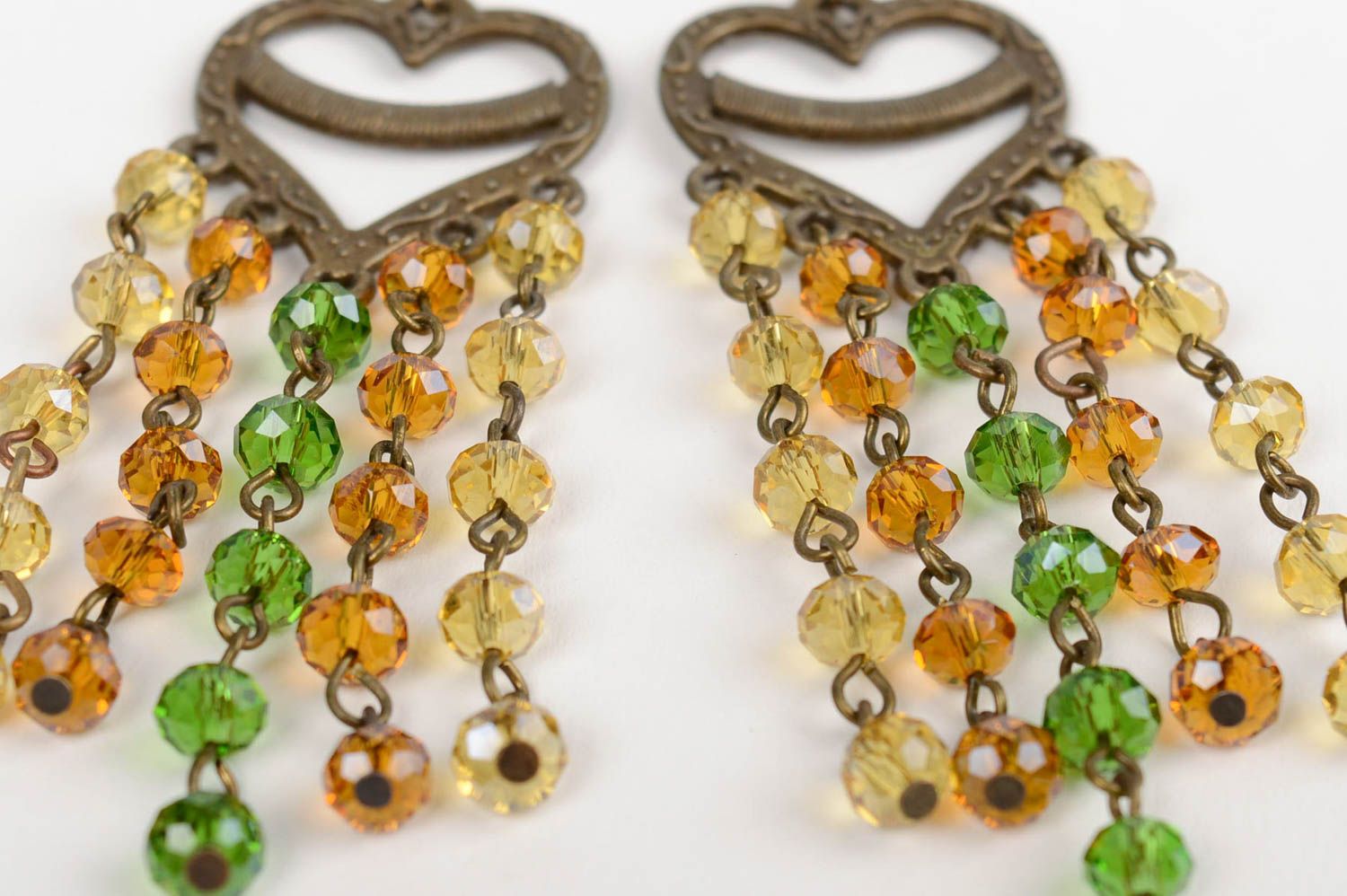 Unusual beautiful handmade designer Czech crystal bead earrings photo 5