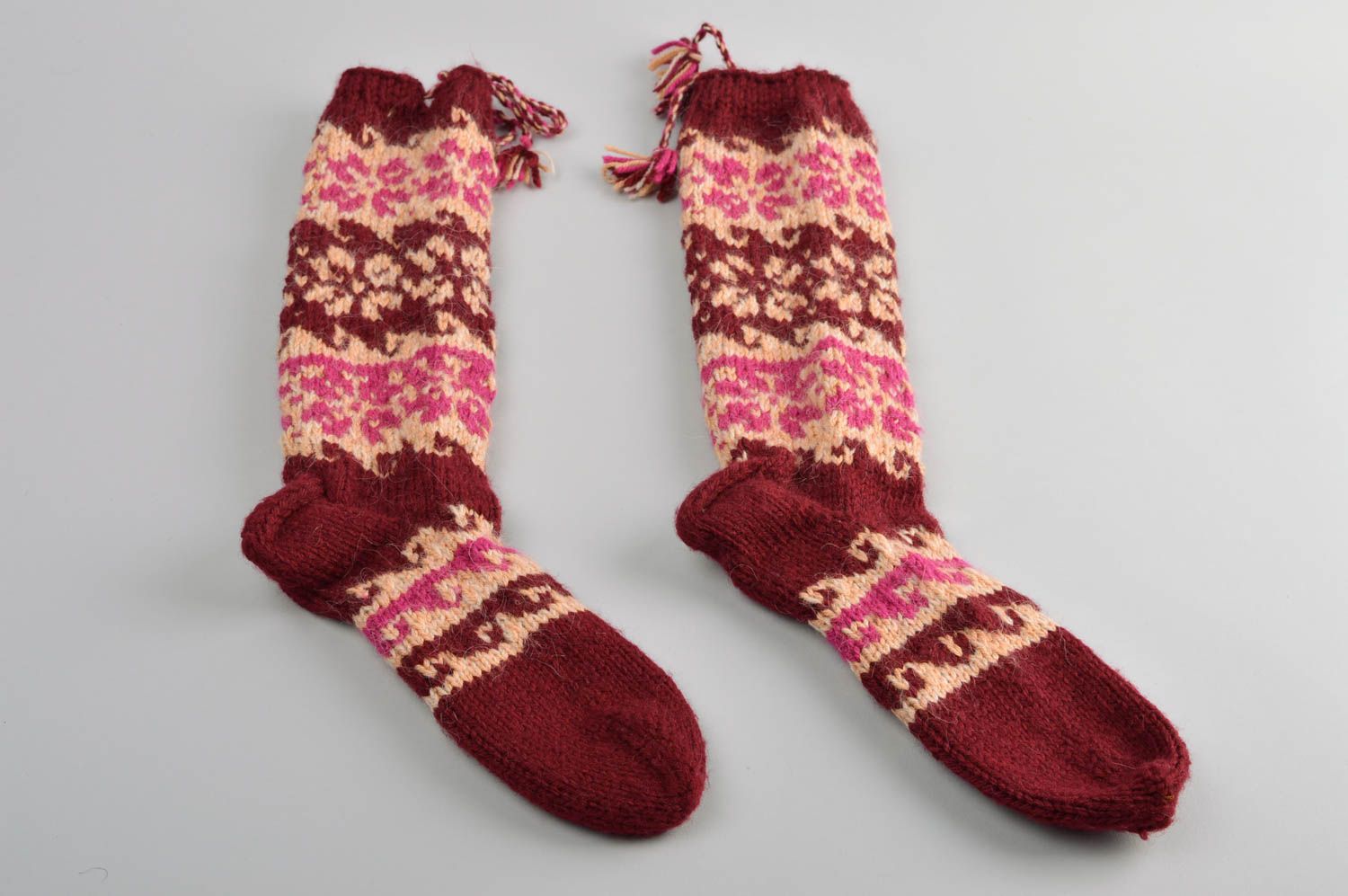Handmade high designer socks unusual knitted socks winter warm accessory photo 2