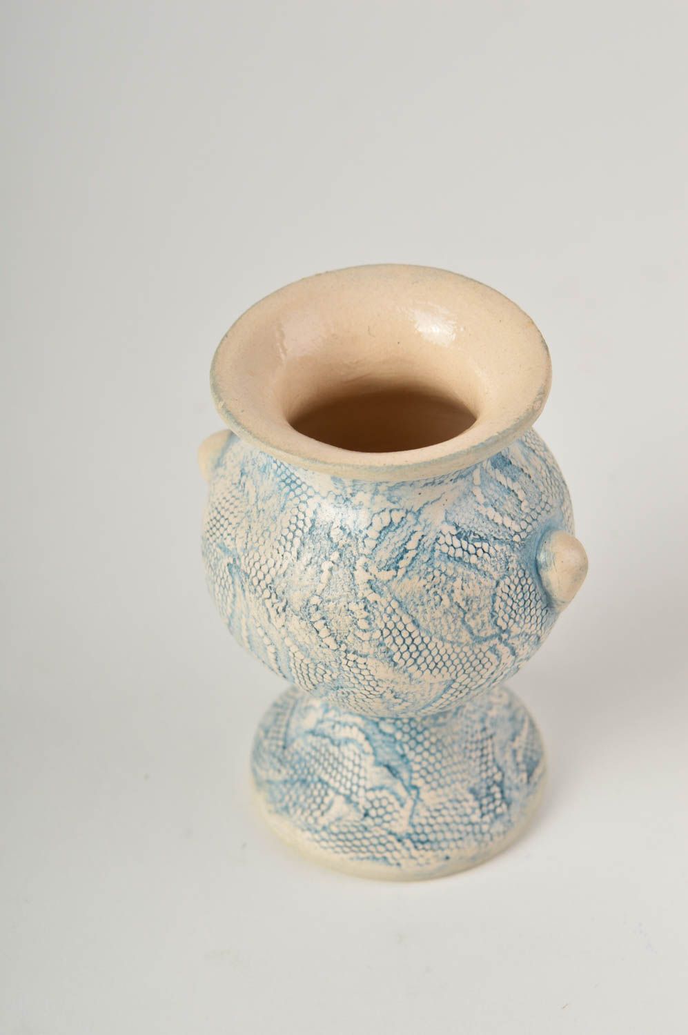 Круглая глиняная ваза ручной работы красивая ваза необычный декор для дома фото 2