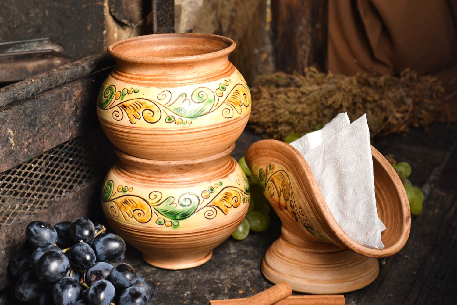 Pote de cocina y servilletero de cerámica hechos a mano accesorios de cocina  foto 1