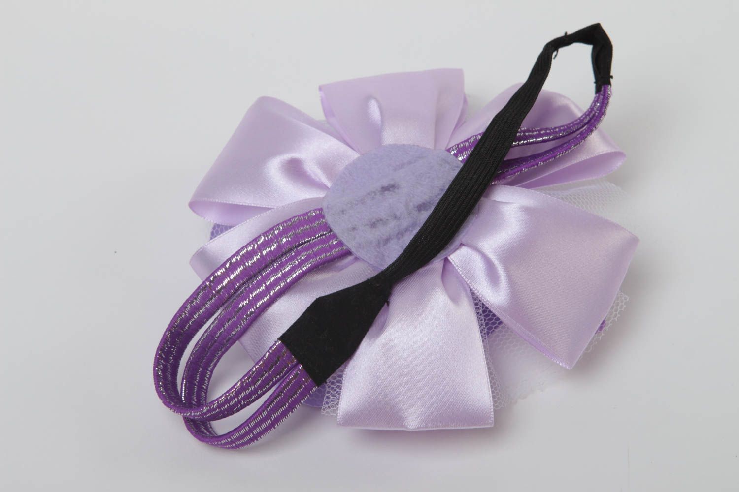 Banda para el cabello artesanal regalo para niñas adorno para el pelo color lila foto 4