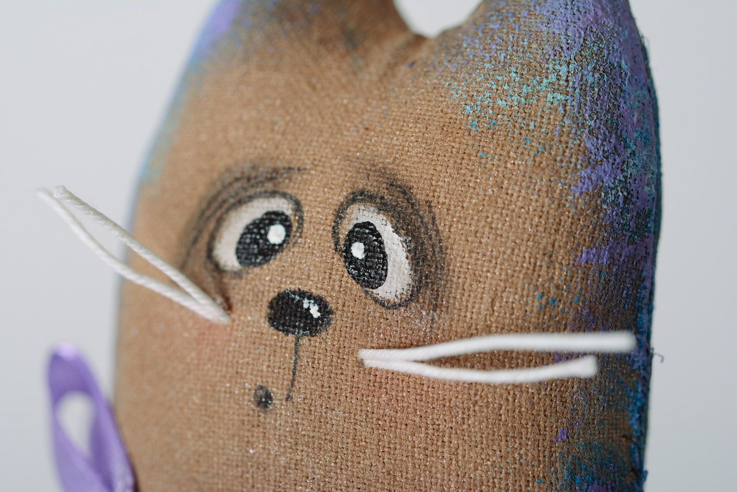 Magnet frigo peluche chat en coton peint fait main original imprégné de café photo 5