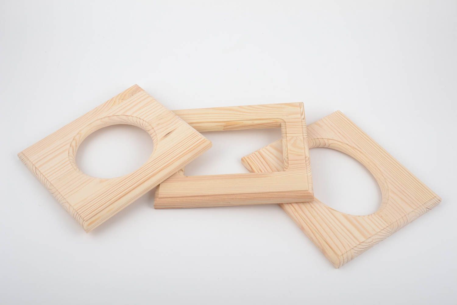 Tres piezas en blanco para creatividad de pino artesanales marcos para fotos  
 foto 2
