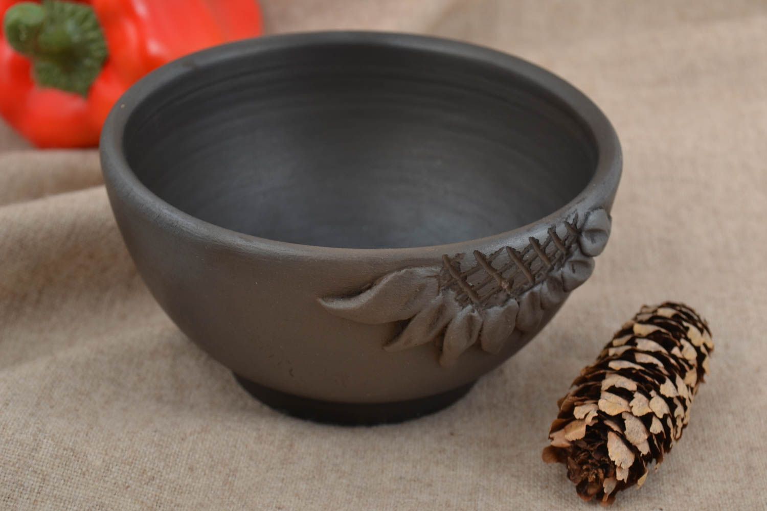 15 oz cereal ceramic handmade bowl in brown color 0,7 lb photo 1