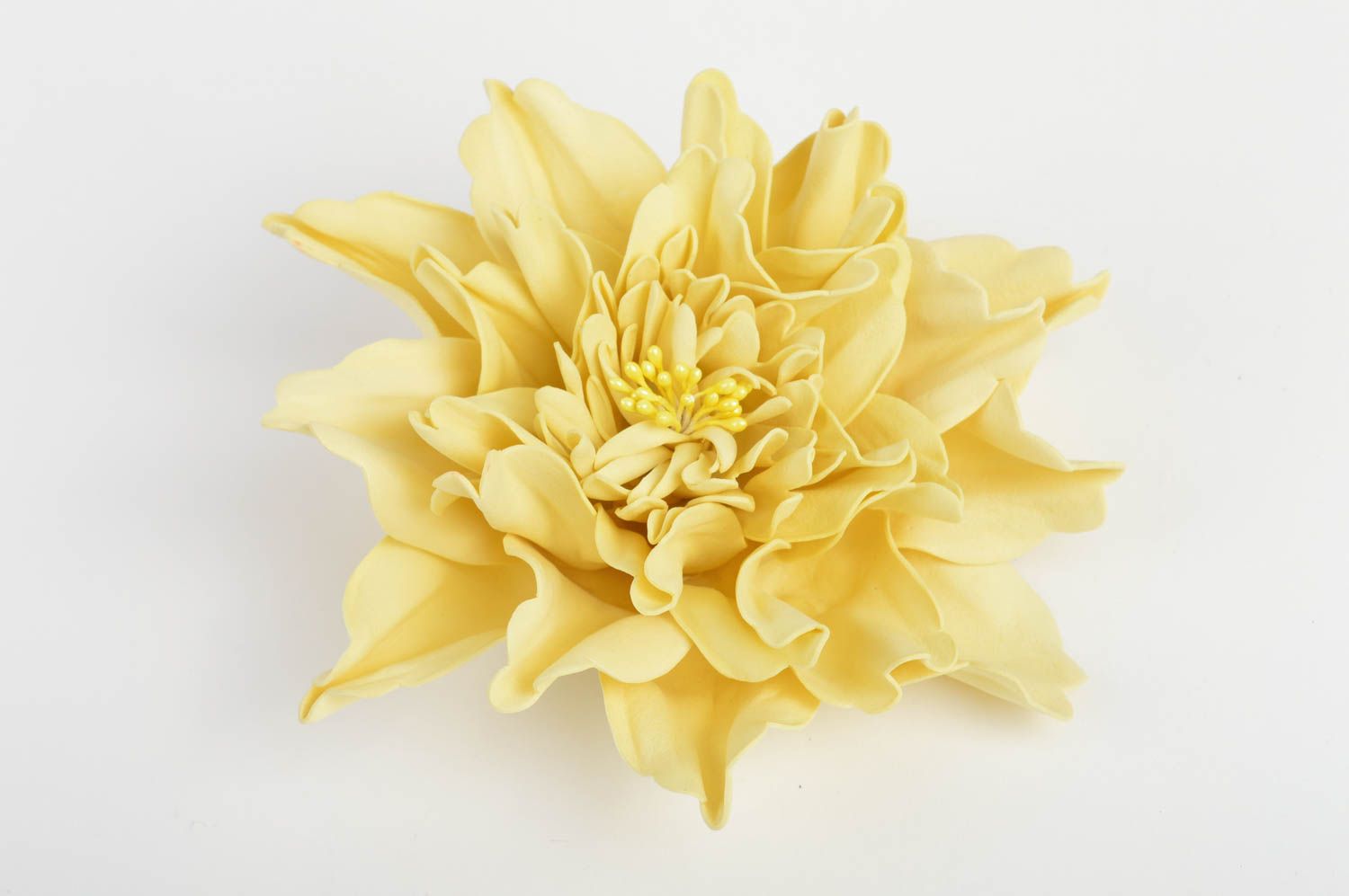 Pince cheveux fleur faite main Barrette jaune en foamiran Accessoire cheveux photo 3
