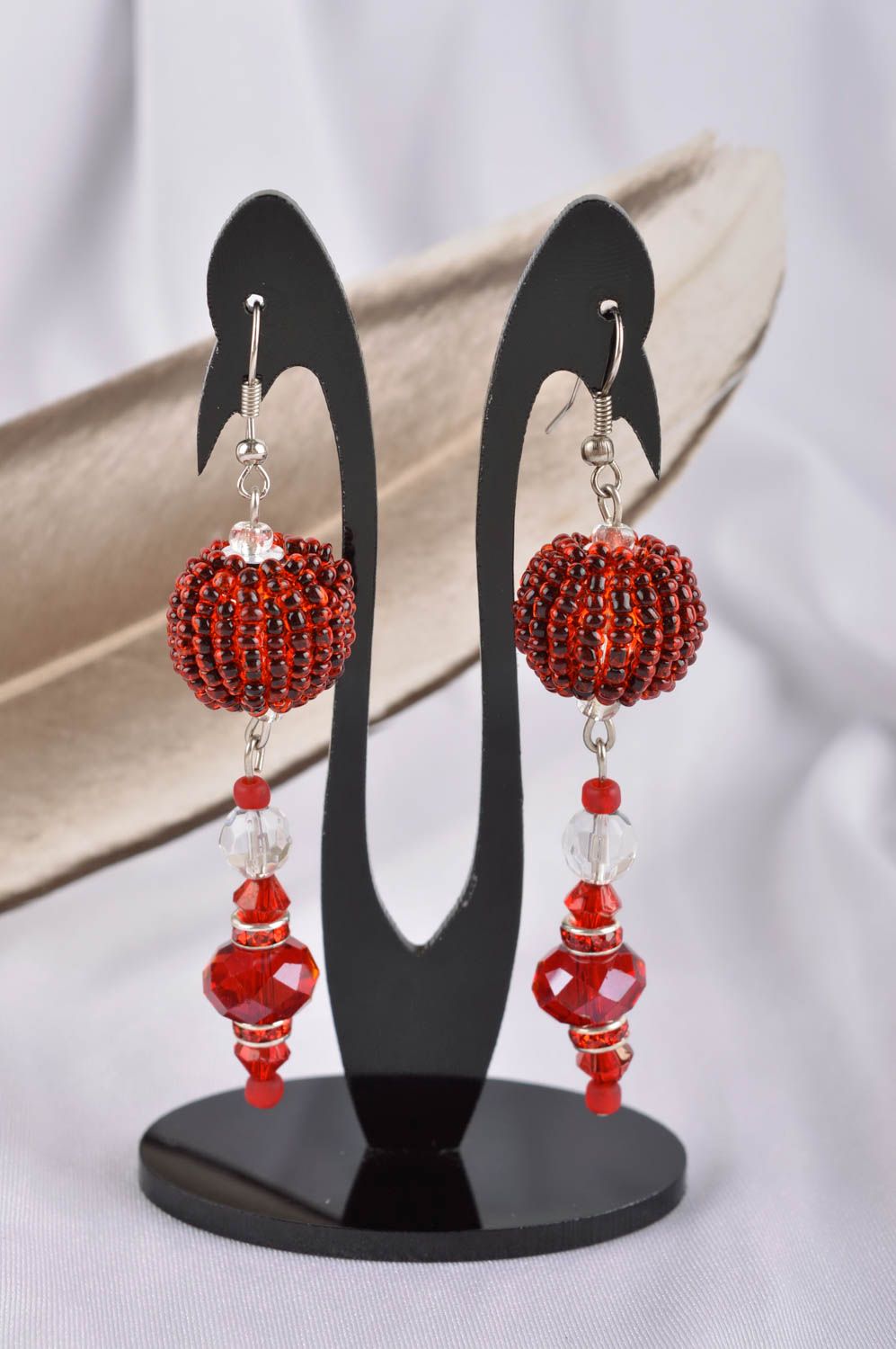 Beaded earrings handmade jewelry dangling earrings women accessories gift ideas photo 1