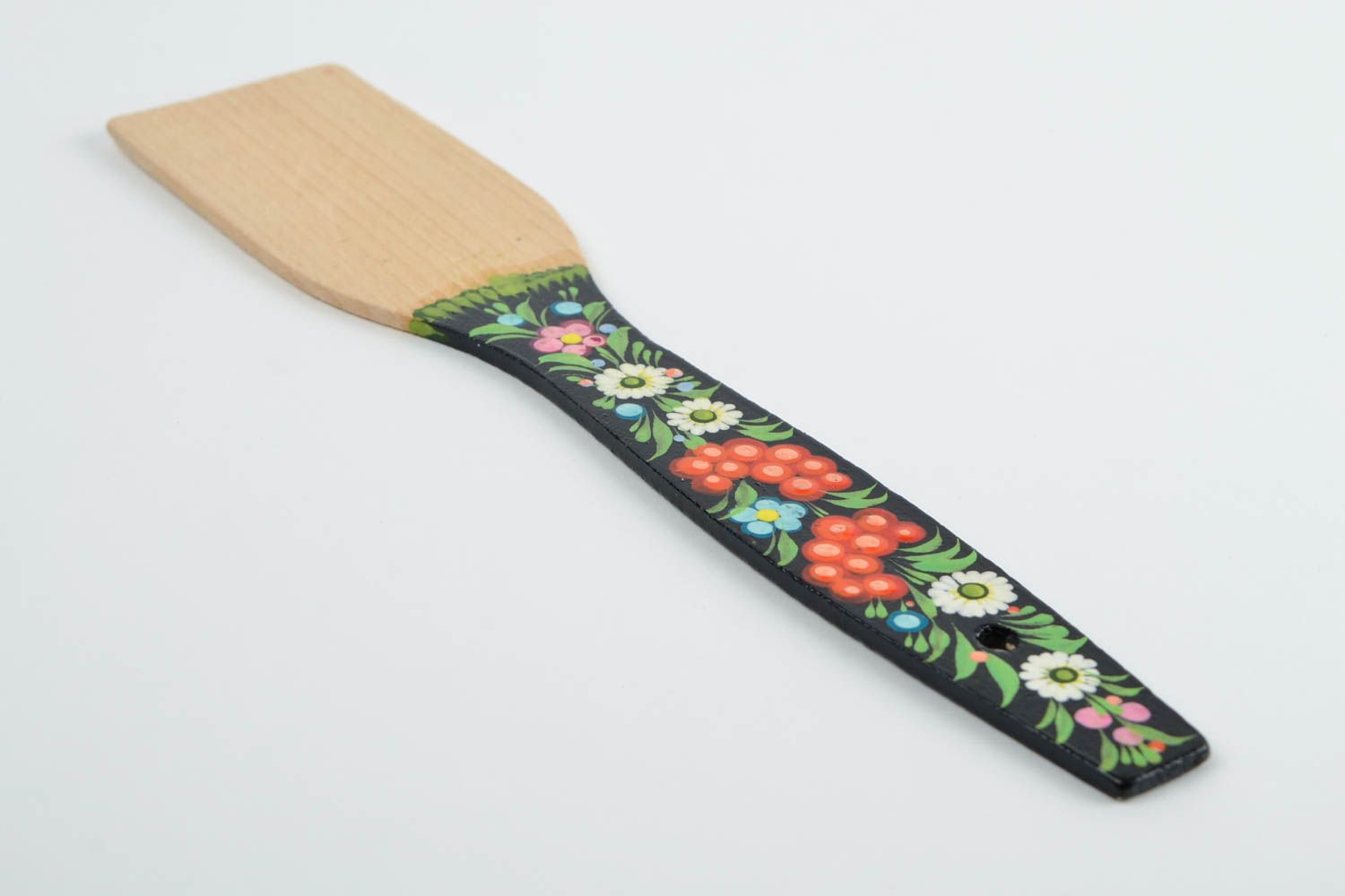 Handmade wooden spatula designer kitchen tool Petrykivka style home decoration photo 4