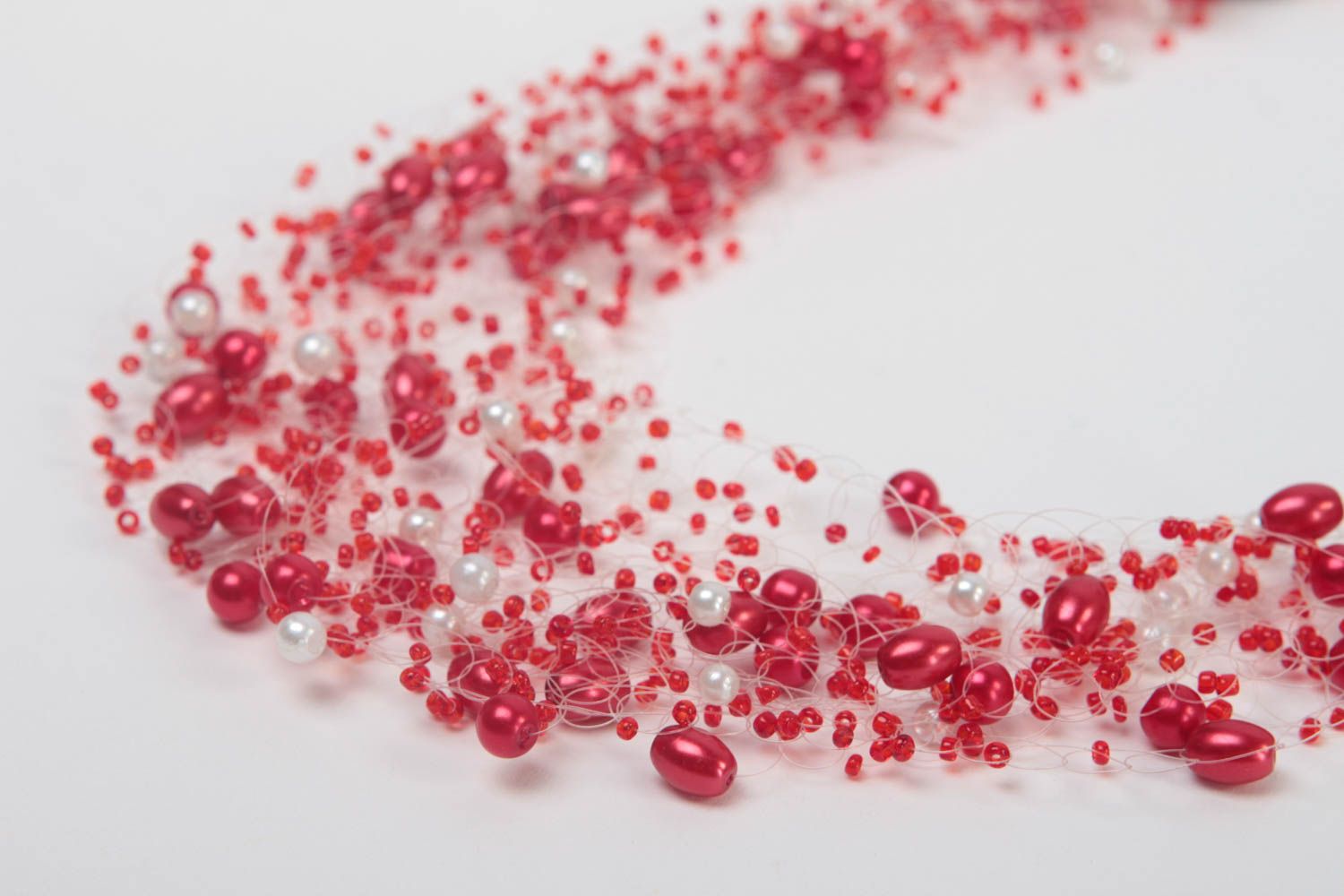 Collier perles rocaille fait main Bijou fantaisie Accessoire femme rouge sautoir photo 4