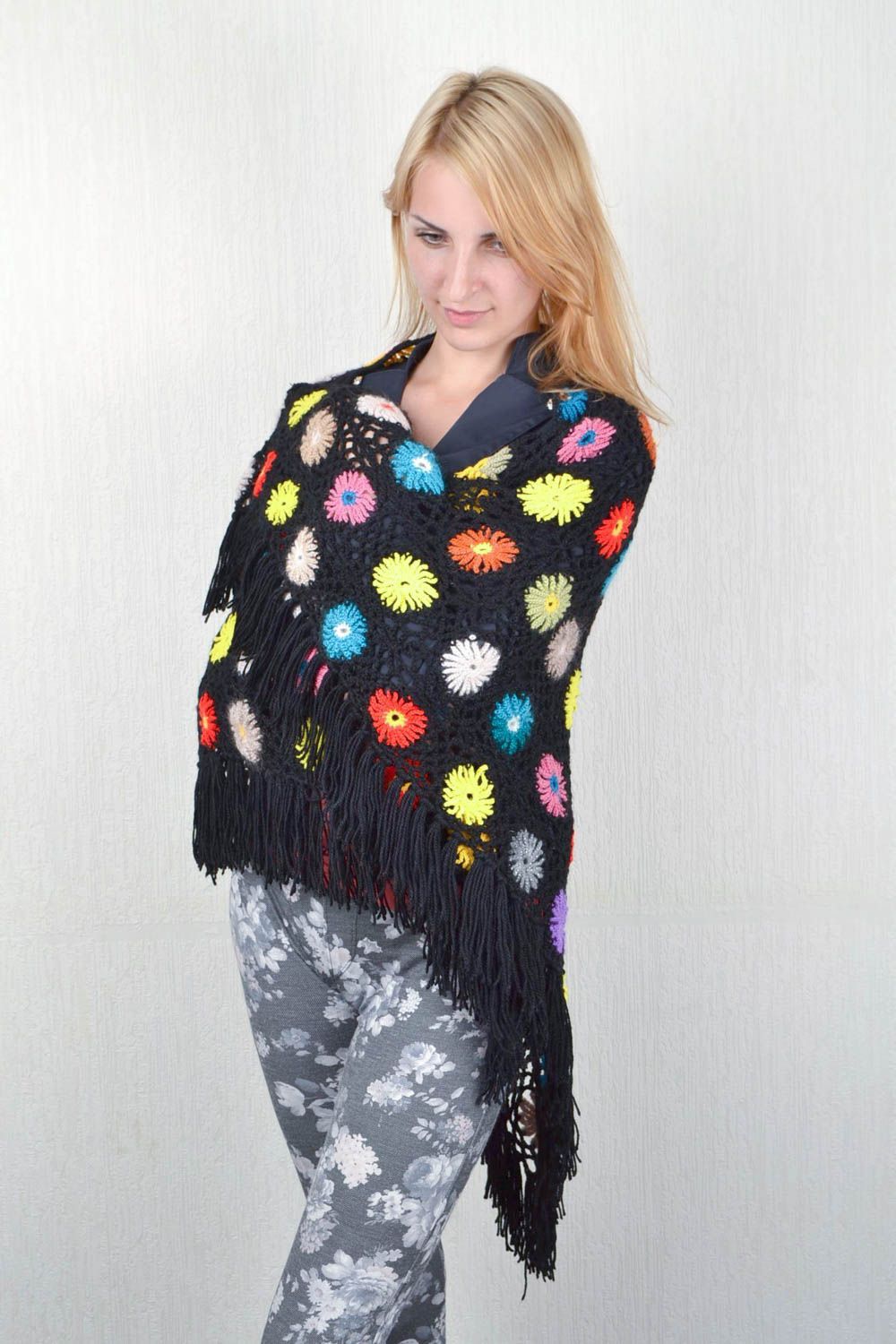 Handmade designer shawl unique winter stylish accessory present for women photo 1