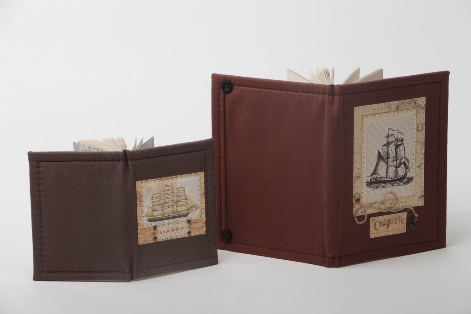 Designer handmade Notizbücher mit Stoff Hülle Set Stück groß und klein  foto 4