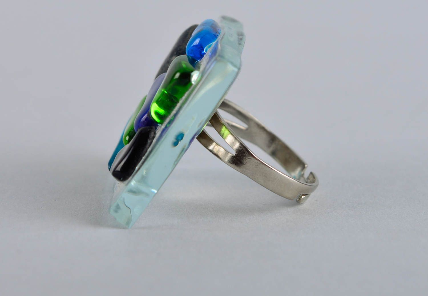 Кольцо из стекла кольцо ручной работы бижутерия из стекла модный подарок фото 3