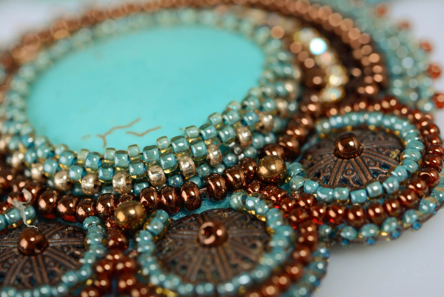 Ensemble de bijoux en perles de rocaille et turquénite bleus faits main 2 pièces photo 3