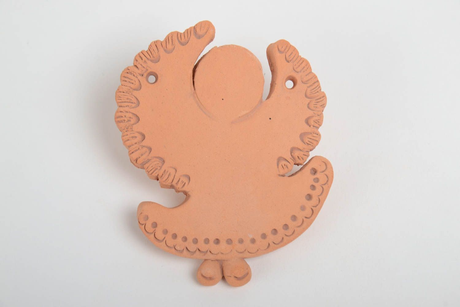 Handmade ceramic craft blank for pendant making in the shape of small angel photo 2