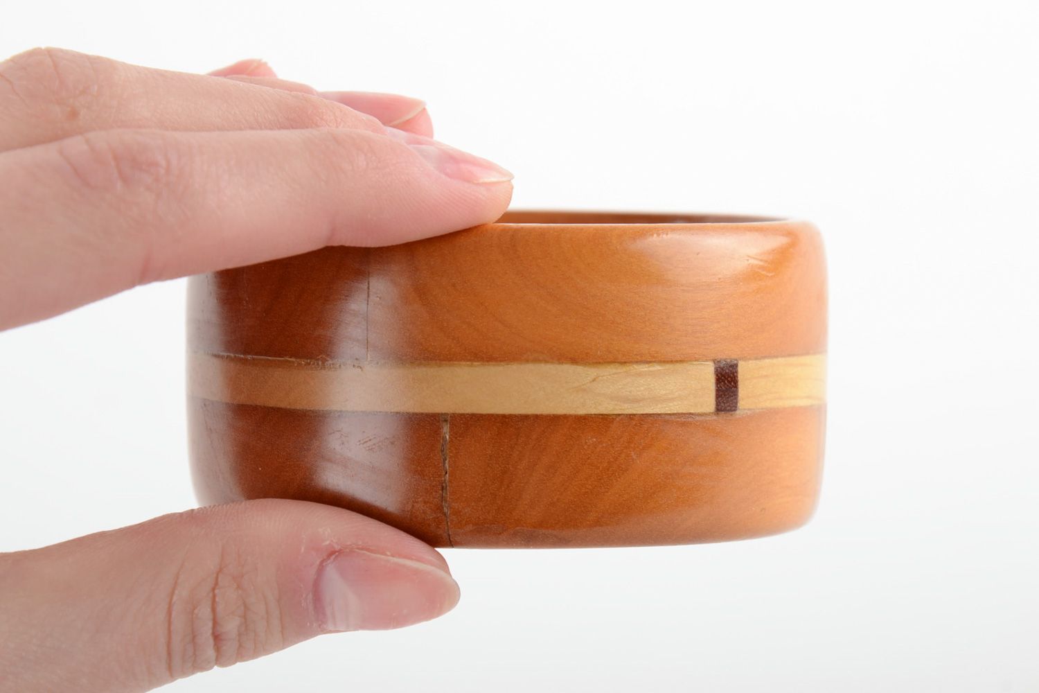 Bracelet en bois fait main large original avec incrustation fait à la main photo 4