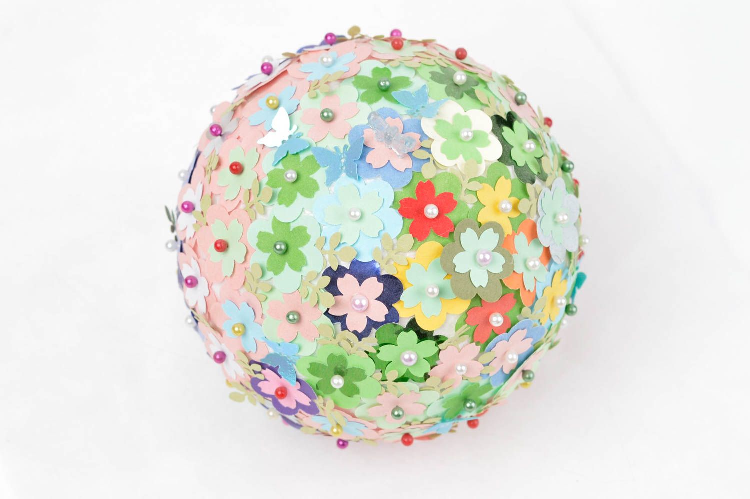 Boule décorative faite main Décoration en papier avec fleurs Déco maison photo 2